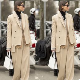 Unique Design Women Pants Suits Leisure Loose Double Breasted Long Blazer Suit Ladies Prom Party Wedding Outfit (Jacket+Pants)