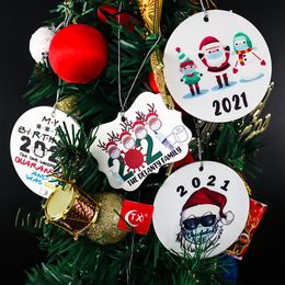 Grinch Quarantine Favour Christmas Ornament Xmas Hanging Ornaments Personalise for Tree Decor Wearing Mask Designer
