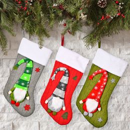 Christmas Stockings with Plush Swedish Gnome Xmas Home Party Decoration Fireplace Window Hanging Ornaments PHJK2109