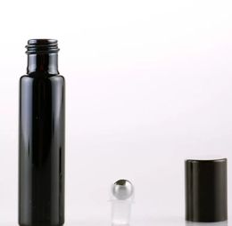 2022 NEW 5ML 10ML Black UV Essential oil Roll On Bottle Vials with steel metal roller ball for perfume fast shipping
