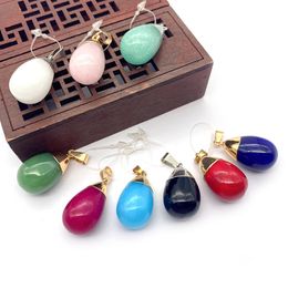 16x29mm Natural Crystal Stone Charms Waterdrop Green Rose Quartz Pendants Gold Edge Trendy for Necklace Earrings Jewellery Making Wholesale