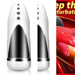 Nxy Sex Masturbators Men Fully Automatic Male Masturbation Cup Tongue Licking Oral Vibrator Toys for Adult Products Shop Intimate Goods 1208
