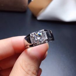 2021 sparkling moissanite ring for men real 925 silver 8*8mm size gem birthday gift shiny better than diamond strong power