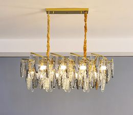 Luxury Gold Chandelier lamps Lighting For Restaurant Oval Crystal Fixtures Modern Home Decor Led Lamp Soot Lustre