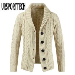 Cardigan Sweater Men Thick Slim Fit Sweater Coat Jumpers Knitwear High Quality Autumn Korean Style Casual Mens Sweaters 211102