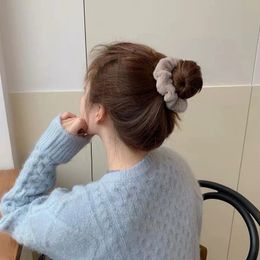 New Furry Solid Color Soft Scrunchie Plush Elastic Hair Bands Women Girls Ponytail Holder Rubber Band Hair Rope Hair Accessories