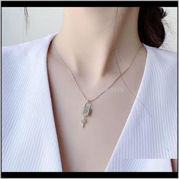 & Pendants Drop Delivery 2021 Fashion Cubic Zirconia Flower Shape Key Lock Pendant Necklace Charms Collares Chain For Women Jewelry Gifts Col