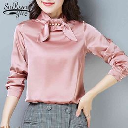 Korean Fashion Clothing Autumn Women Tops and Blouse Elegant Long Sleeve Solid Chiffon Streetweat Blusas 6229 50 210521