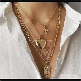 S1494 Women Multi Layer Stacked Portrait Embossed Heart Roses Cross Vintage Zpujb Ny1Ix