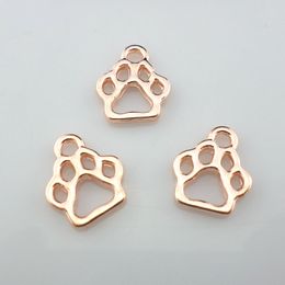 40pcs Alloy Rose Gold Hollow Dog Cat Paw Print Charms Pendants 11x13mm Jewelry Findings