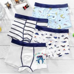 4Pcs/Lot Cotton Kids Boys Underwear Boxer Baby Children Panties Briefs Teenager Underpants 2-12Y 211122