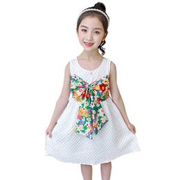 Dress Girl Floral s es Big Bow Summer Children Party Casual Style Costume 6 8 10 12 14 210528