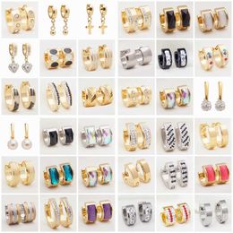 Yunkingdom 36 Pairs/lot Punk Style Stainless Steel Circle Samll Hoop Earrings for Women Men Wholesale Jewellery 210924