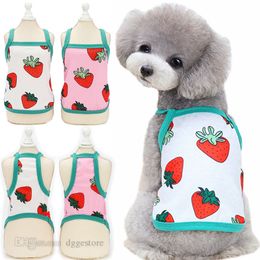 Sublimation Printing Strawberry Doughnut Bear Dog Apparel Soft Breathable Pet Vest for Small Dogs Summer Thin Section Pets Shirts Dog Clothes Bichon Hiromi Teddy XS