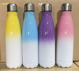 Wholesale! 17oz Sublimation Ombre Tumblers 500ml Drinking Water Bottles For Sublimating Heat Transfer Stainless Steel Cups Double Insulated Mugs A12