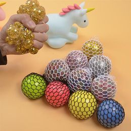 2021 latest 6CM Colourful Mesh Squishy Grape Anti Stress Balls Squeeze Toys Decompression Anxiety Venting gift for kids