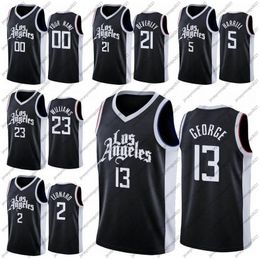 Vintage Mens 2 Leonard Basketball Jersey Paul 13 George Lou 23 Williams Jerseys City 2021/22 Black Edition Size S-2XL