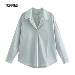 Toppies New Arrival Solid Colour Blouse Women Back Buttons Shirt Casual Tops 210412