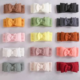 5inch Infant Baby Big Bowknot Headband Waffle Head wraps Kids Ribbed Bows Wide Turban Children Girl's Hair Accessories