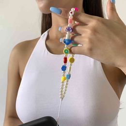 Mobile Phone Straps, Beads Beaded Jewelry Chain Fruit Butterfly Bracelet Geometric Love Little Daisy Mobile Phone Chain, Phone Bead Chain,