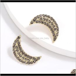 Charm Jewelry Drop Delivery 2021 Personalized Simple Alloy Rhinestone Diamond Moon Earrings Girls Heart Ear Nail Internet Celebrity Ins X1Lru
