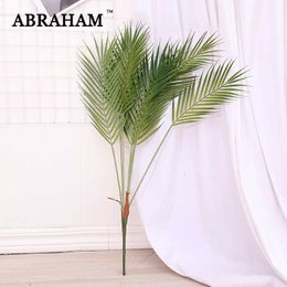 80cm 7 Fork Large Artificial Tree Fake Palm Leaves Tropical Plants Plastic Leafs Green Tree Foliage For Home Party Wedding Decor 210624