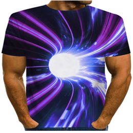 summer men's shirt short sleeve 3D psychedelic tunnel printing pattern casual cool street clothing 211202