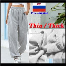 & Capris Womens Clothing Apparel Drop Delivery 2021 Women Baggy Sweatpants Casual Running Plus Size Jogger Sport Fashion High Waist Wide Leg