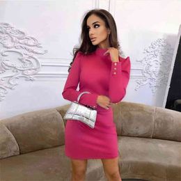 Women Dresses Bandage Long Sleeve Elegant Summer Sexy Bodycon Party Club Celebrity Clothes 210515