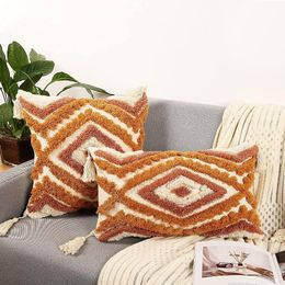 Cushion/Decorative Pillow Boho Throw Covers Tufted Woven Decorative Cushion Cover Luxury Morocco Case For Sofa Bed Farmhouse Home Fall Decor