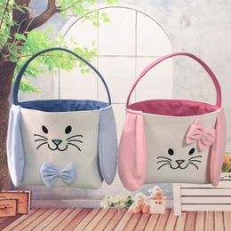NEWParty Supplies Easter Bunny Tote Bucket Candy Eggs Bag Rabbit Basket Lovely Bow Festival Decoration for Child Gift CCB12140