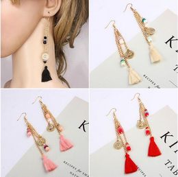 Long Chain Tassel Earrings For Women Bohemian Handmade Bead Dangle Earring Ear Statement Jewellery Gifts 4colors