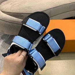 2021 Designer Women Sandals Bom Dia Flat Mule Slipper Patent Canvas Men Beach Slides Rubber Soles Summer Flip Flops with box size35-46