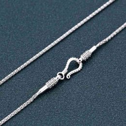 S925 Sterling Trend Hemp Weaving Necklace Woman Thai Silver personality Retro Rope Chain Necklave Jewellery