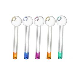 4.1 inch Length Colourful Glass Pipes Transparent 105mm Long Pyrex Glass Oil Nail Burning Jumbo Pipe Thick Clear Great Smoking Tubes for Smokers Wholesale