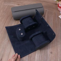 mens ring display box Canada - Jewelry Pouches, Bags Handmade Genuine Leather Watch Rolls Box Travel Roll With Velvet Wristwatch Holder Rings Display Case Men Adult