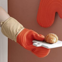 Silicone Microwave Gloves BBQ Gloves One Piece Oven Baking Hot Pot Mitts Heat Resistant Kitchen Baking Cooking Tool