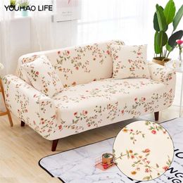 Floral Printed Sofa Cover Stretch for Living Room,Suitable for Chaise Longue,Elastic Spandex All-Inclusive 1 2 3 4 Seater 211102