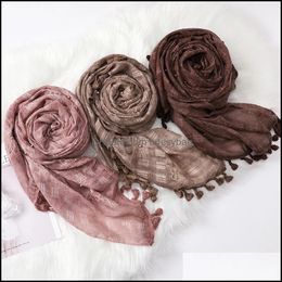 Bandanas Wraps Hats, Scarves & Gloves Fashion Aessories10Pcs Pure Hijabs Cotton Linen Beaded Pearl Headband Embroidered Tassel Hanging Scarf