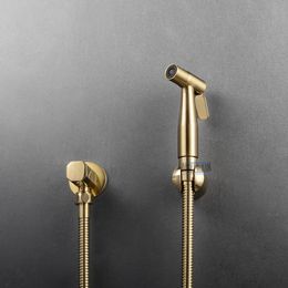 Bathroom Toilet Bidet Tap Kit. Brushed Gold Wall Mounted Bidet Sprayer Shower With Shut-Off Valve Black , Rose Gold Shattf