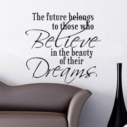 Believe Dream Characters Wall Stickers Home Decor Decals Art NEW Modern Removable TV Background Wall Black PVC 57*61CM 210420
