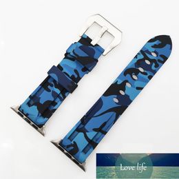 Silicone Camouflage Blue Watch Band for Watch 42/44/45mm Watch Strap 38/40mm 41mm Bracelet for iWatch Series 7 SE 6 5 4 3 Factory price expert design Quality Latest Style