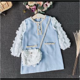 Dresses Baby Clothing Baby Kids Maternity Drop Delivery 2021 Girls Spring Little Girl Flower Princess Dress With Small Bag Kid Clothes Bukqs