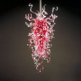 Modern Nordic Lamps Hand Blown Glass Chandelier Red Colour 60cm Wide And 120cm High Italian Style Design Energy Saving LED Bubble Chandeliers for Home Decoration