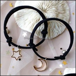 Link Jewelrylink Chain Exquisite 2Pcs Stars Moon Hollow Out Magnetic Bracelet MtiColor Couple Bracelets Aessories Jewellery Gifts For Frien