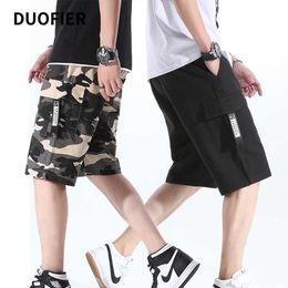 Summer Men Cargo Shorts Multi-Pockets Camouflage Shorts Khaki Jogger Loose Pants Male Cotton Casual Outdoor Streetwear 210603