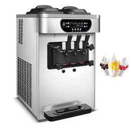 Commercial Desktop Soft Ice Cream Machine Vending For Coffee Shop 3 Flavours Sweet Cone Maker
