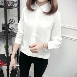 Full Chiffon Women Blouses Notched Solid Long Sleeve Womens Tops and Blouses Casual Regular 4XL Plus Size Autumn 5055 50 210527