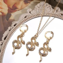 Earrings & Necklace IF ME Vintage Snake Pendant Jewelry Sets For Women Gold Color Trendy Crystal Rhinestone Paved Trend 2021 Gift