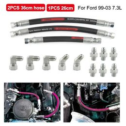 2Pcs 36cm High Pressure Hose and 1Pcs 26cm Hose Pump Line Hose HPOP Crossover Power Stre For Ford 99-03 7.3L Car